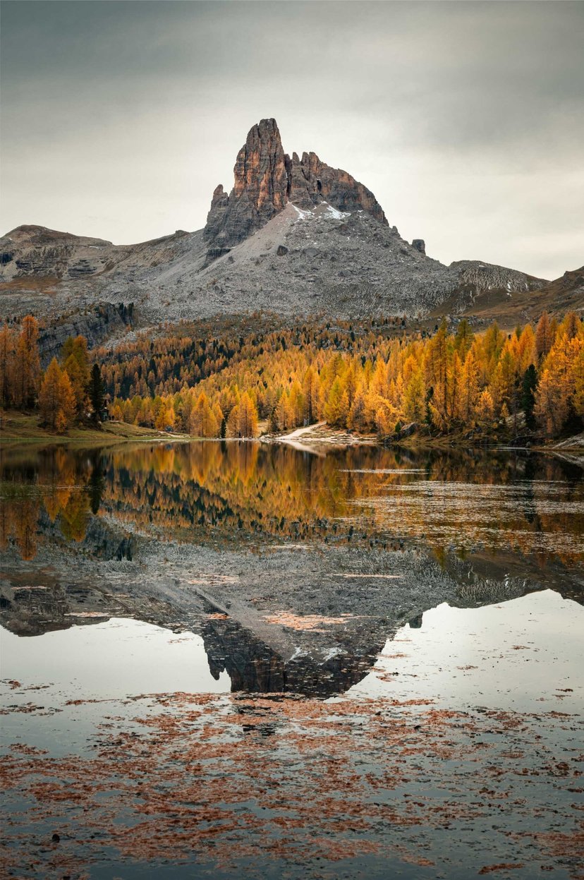 Croda da Lago reflectie