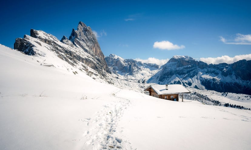 Wandelpad Seceda sneeuw oktober