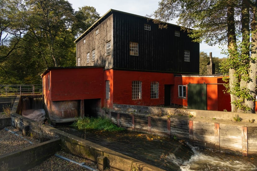 Klostermølle voormalige papiermolen Mossø meer rietvelden